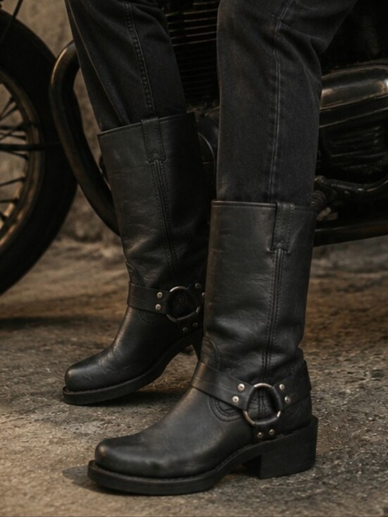 Harley-Davidson Shoes - Harley-Davidson Black Leather Harness Biker Boots Women's 7